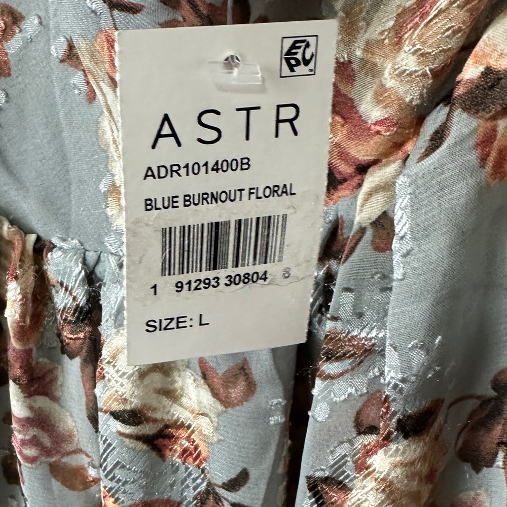 ASTR the Label Floral Blue Burnout Side Cut Out Midi Dress Size Large NEW - Picture 9 of 12